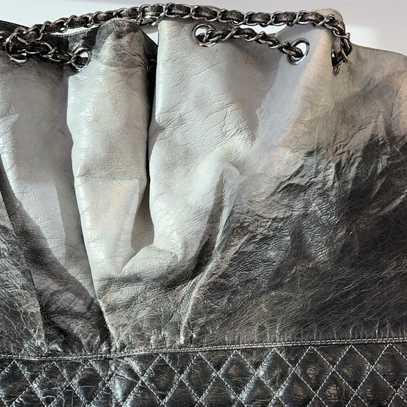 Authentic Chanel Melrose Degrade Cabas Gray Ombre Drawstring Chain XL Tote Bag - Picture 14 of 16